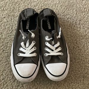 Grey cinched low top Converse